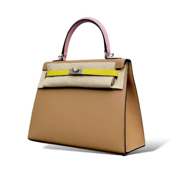 Hermes Kelly 25 Chai/Lime/Mauve Sylvestre Epsom PHW - Image 5