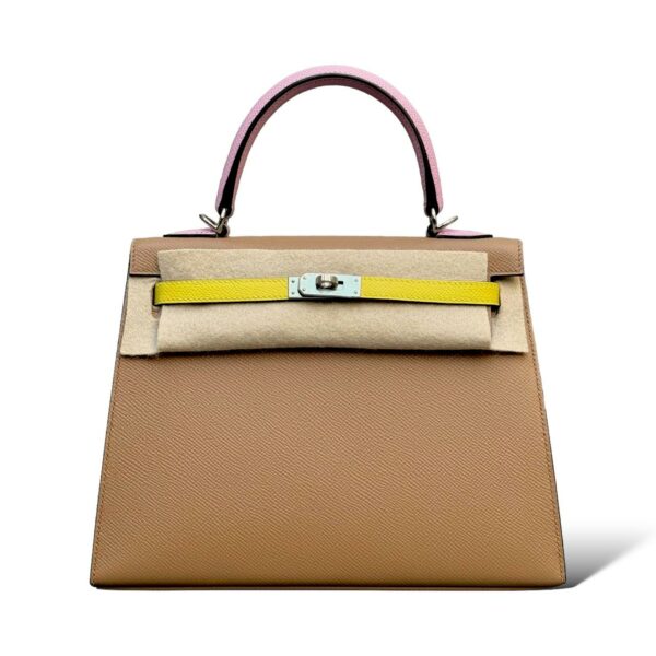 Hermes Kelly 25 Chai/Lime/Mauve Sylvestre Epsom PHW
