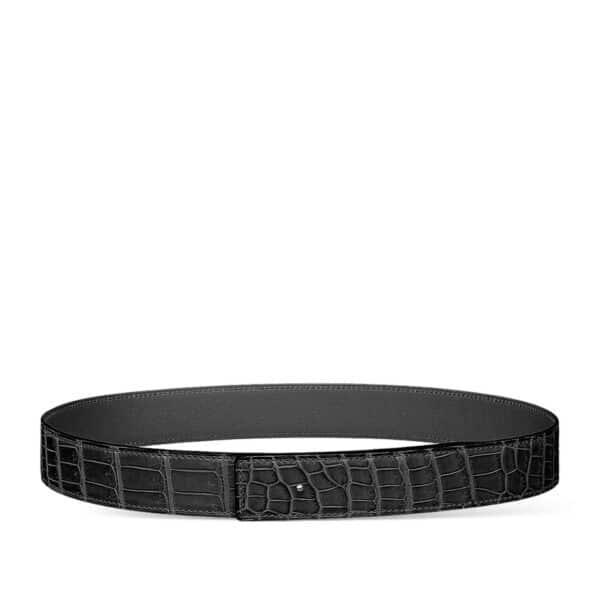 Hermes Croco Black Leather Strap
