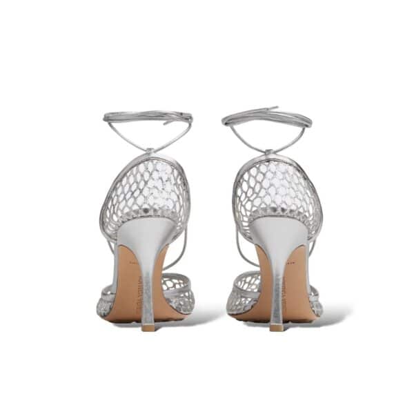 Bottega Veneta Stretch 38 EU Silver Lace-Up Sandal - Image 2