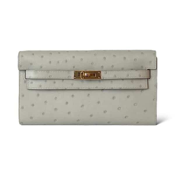 Hermes Kelly To Go Gris Perle Ostrich GHW