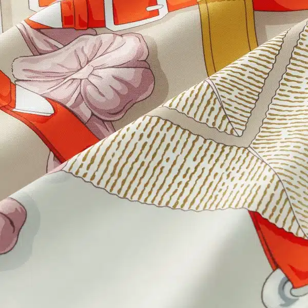 Hermes Grand Manege Detail Grège/Orange/Vieux Rose Scarf 70 - Image 2