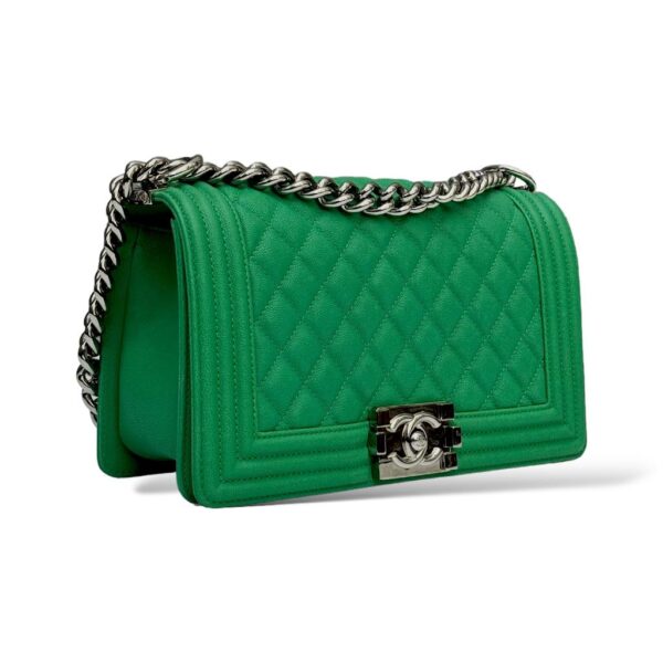 Chanel Caviar Green Quilted Medium Boy Flap Bag - Image 2
