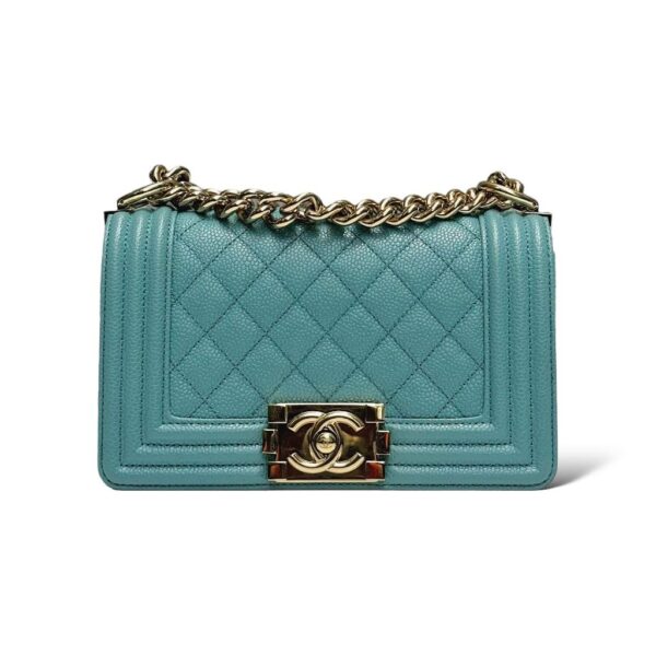Chanel Caviar Tiffany Blue Quilted Small Boy Flap Bag
