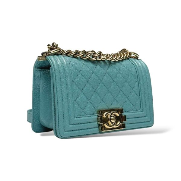 Chanel Caviar Tiffany Blue Quilted Small Boy Flap Bag - Image 2