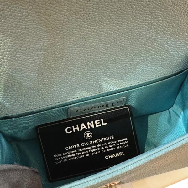 Chanel Caviar Tiffany Blue Quilted Small Boy Flap Bag - Image 12