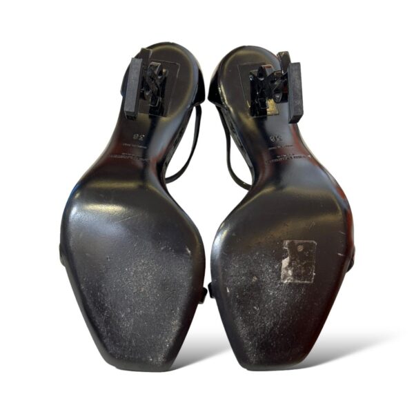 YSL Patent 38 EU Black Leather Opyum Sandals - Image 2