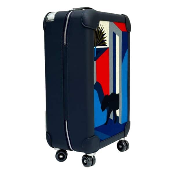 Hermes Suitcase Leopard Bleu Cnavas PHW - Image 2