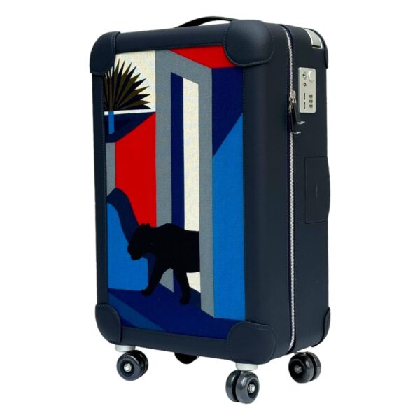 Hermes Suitcase Leopard Bleu Cnavas PHW - Image 6