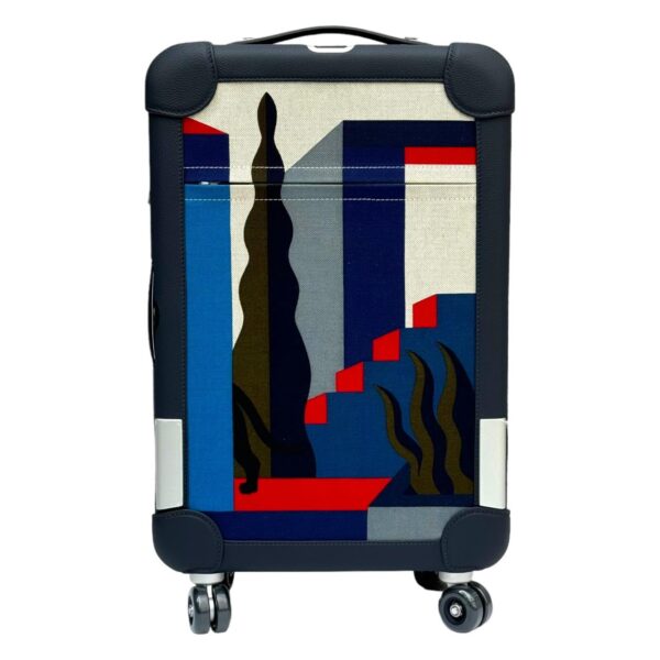 Hermes Suitcase Leopard Bleu Cnavas PHW - Image 4