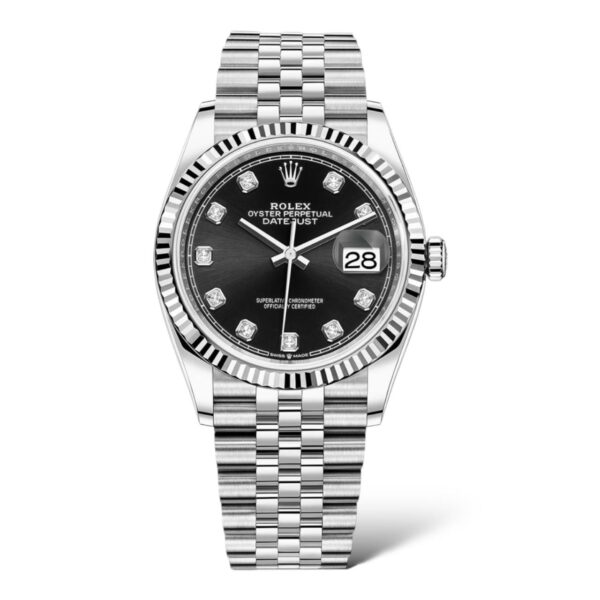 Rolex Datejust 36mm 116234 Steel and White Gold Black Diamonds Dial