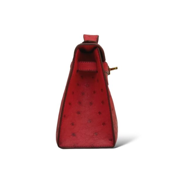 Hermes Kelly Pochette Rouge Vif Ostrich GHW - Image 3