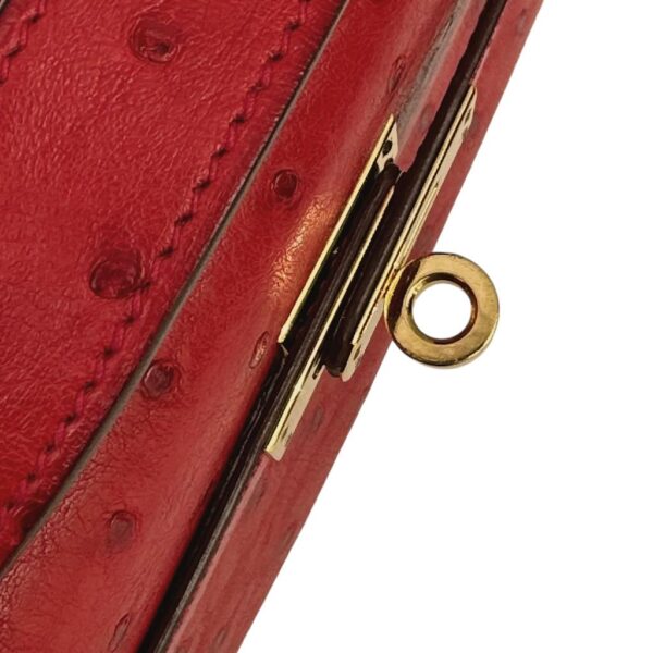 Hermes Kelly Pochette Rouge Vif Ostrich GHW - Image 7