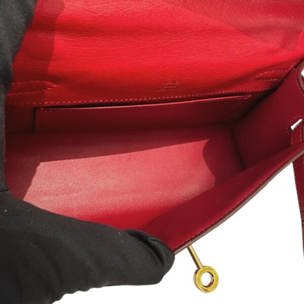 Hermes Kelly Pochette Rouge Vif Ostrich GHW - Image 10