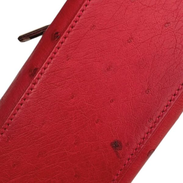 Hermes Kelly Pochette Rouge Vif Ostrich GHW - Image 11