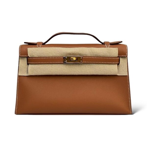 Hermes Kelly Pochette Gold Swift GHW