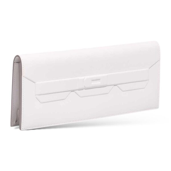 Hermes Kelly Shadow New White Swift Clutch - Image 5