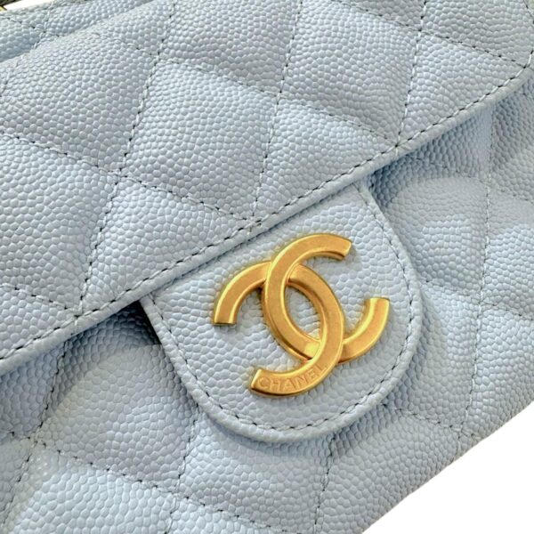 Chanel Caviar Quilted Small Wavy CC Hobo Light Blue Bag - Image 3