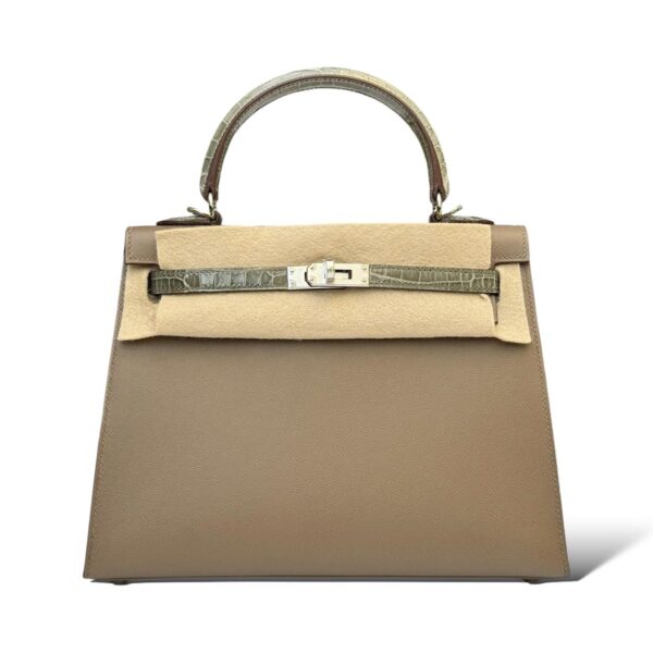 Hermes Kelly 25 Etoupe/Gris Tourterelle Touch PHW