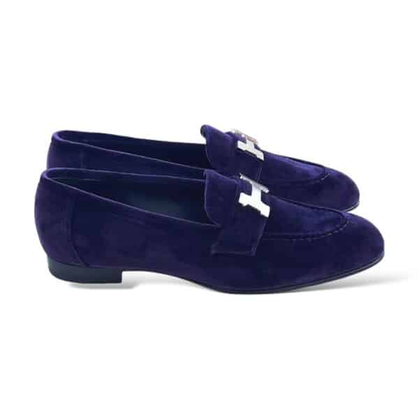 Hermes Paris 36.5 EU Violet Foncé Velvet Loafers - Image 2