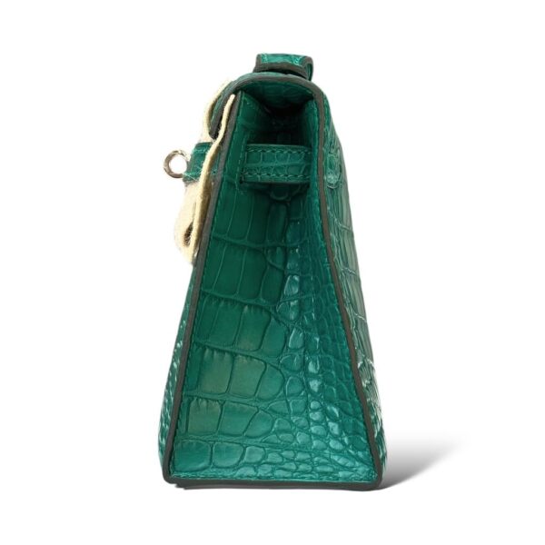 Hermes Kelly Pochette Malachite Matte Croco PHW - Image 3