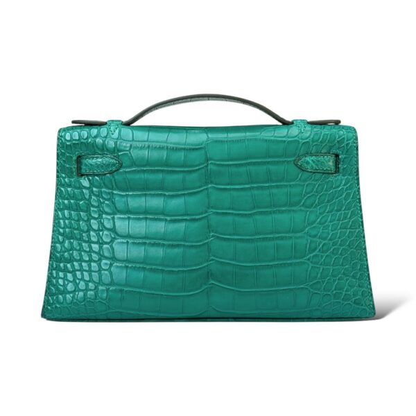 Hermes Kelly Pochette Malachite Matte Croco PHW - Image 4