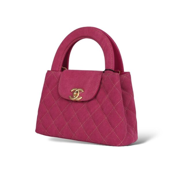 CHANEL Small Kelly Shopper Pink Washed Denim Bag - Image 5
