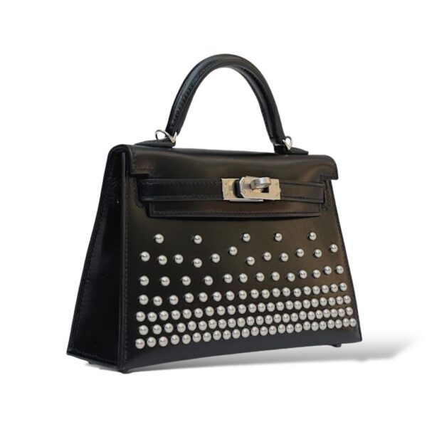 Hermes Kelly Mini Cloute Black Box Leather PHW - Image 2