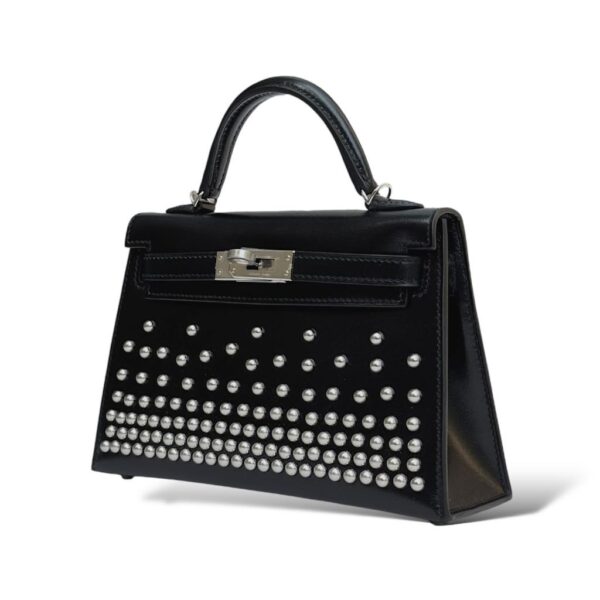 Hermes Kelly Mini Cloute Black Box Leather PHW - Image 5