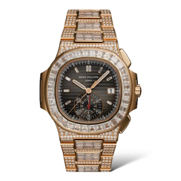 Patek Philippe 40.5mm 5980/1400R-011 Rose Gold Diamonds Paved Chronograph