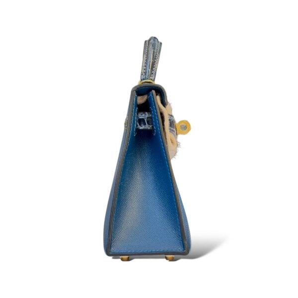 Hermes Kelly Mini Deep Bleu Veau Madame Touch Croco GHW - Image 3
