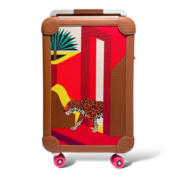 Hermes Suitcase Leopard Gold Canvas PHW - Image 2