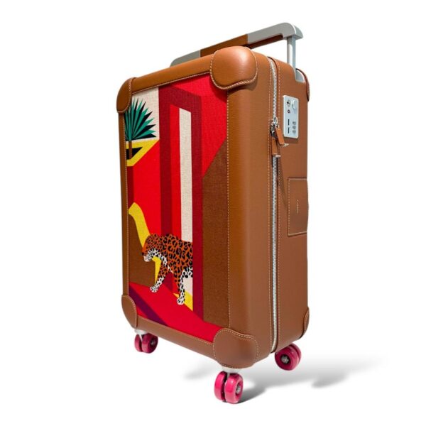 Hermes Suitcase Leopard Gold Canvas PHW - Image 7