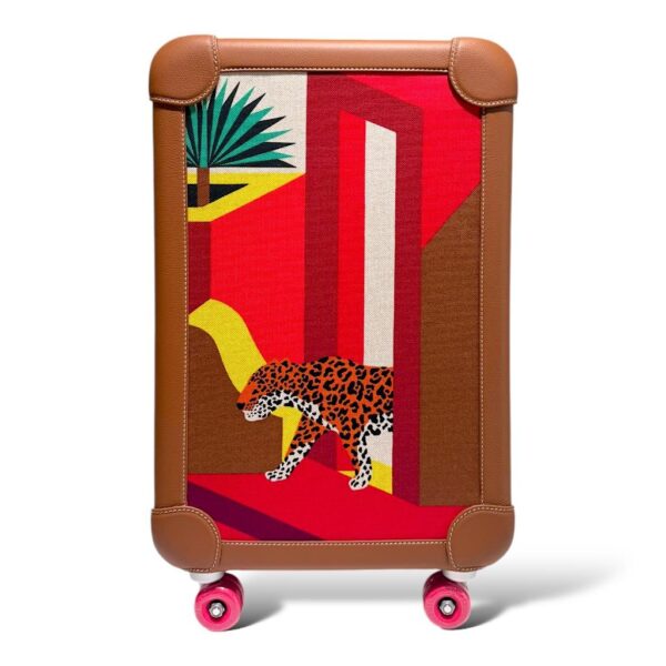 Hermes Suitcase Leopard Gold Canvas PHW