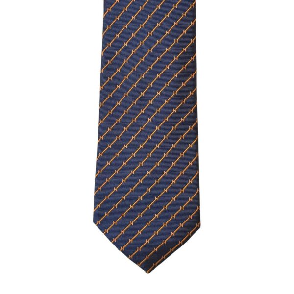 Hermes H Navy Bleu Tie 7cm