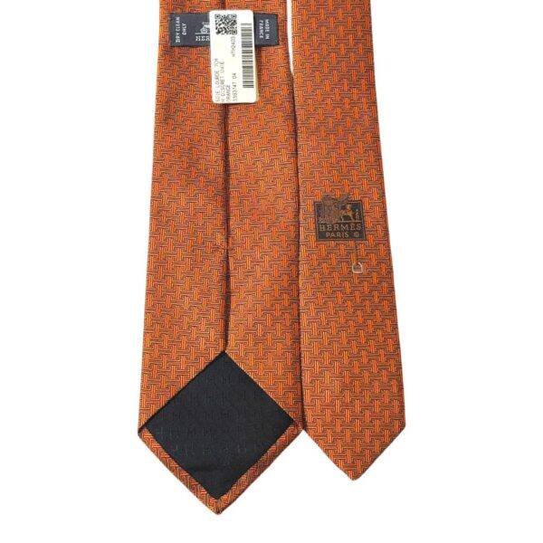 Hermes H Discret Unie Orange Tie 7cm - Image 2