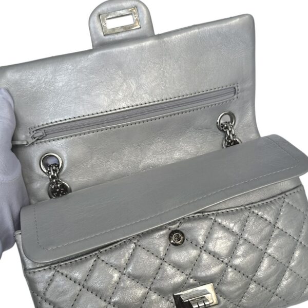 Chanel Metallic Silver Quilted Leather Reissue Classic Flap Bag - Image 10