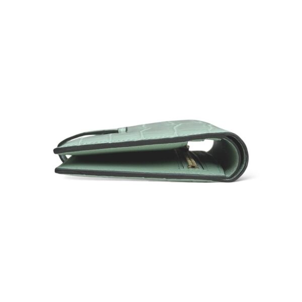Hermes Bearn Vert D'eau Croco Compact Wallet GHW - Image 3