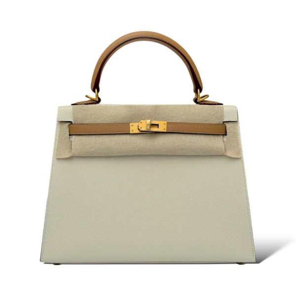 Hermes Kelly 25 SO Craie/Biscuit Epsom BGHW
