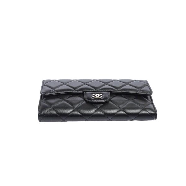 Chanel Lambskin Quilted Small Flap Wallet Black - Image 4