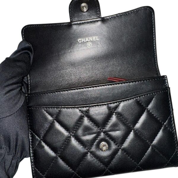 Chanel Lambskin Quilted Small Flap Wallet Black - Image 5