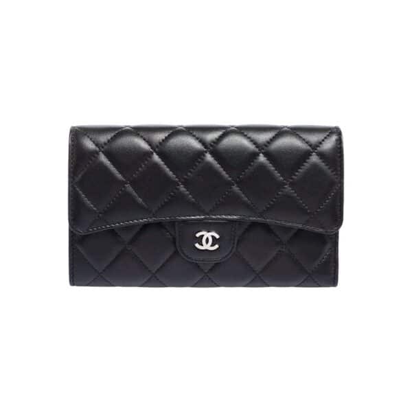 Chanel Lambskin Quilted Small Flap Wallet Black
