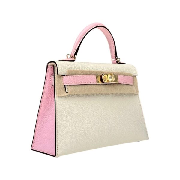Hermes Kelly Mini SO Rose Sakura/Nata Chevre PBHW - Image 2