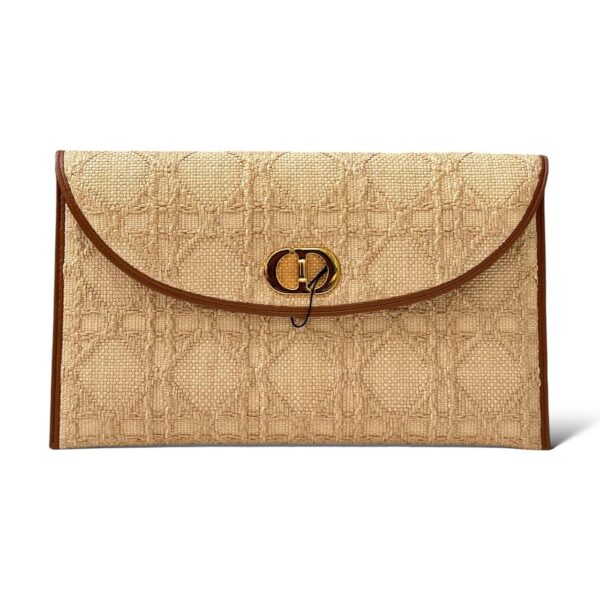 Dior 30 montaigne avenue pouch Natural Cannage Raffia