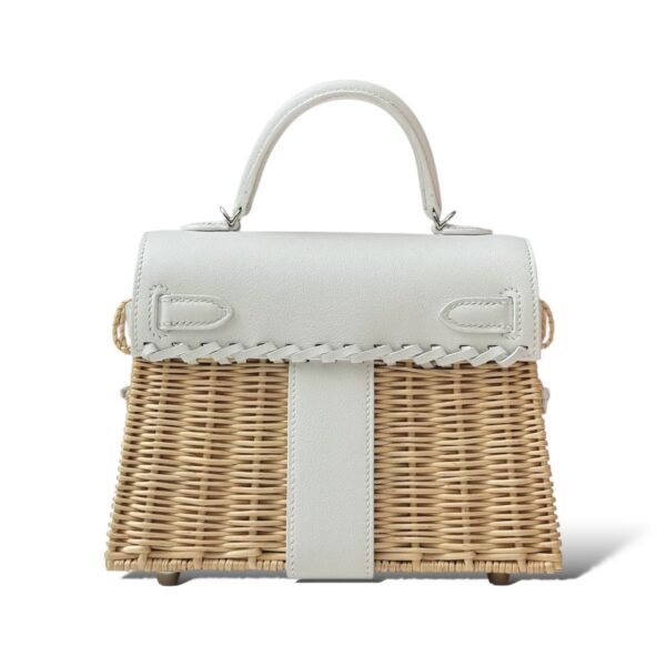 Hermes Kelly Mini Blanc/Naturel Picnic/Swift PHW - Image 4