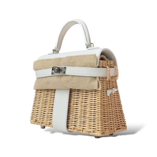 Hermes Kelly Mini Blanc/Naturel Picnic/Swift PHW - Image 5