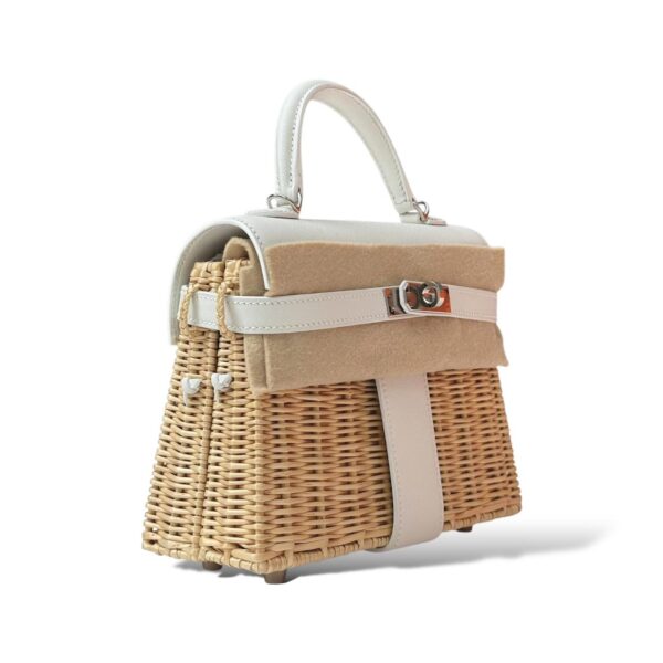Hermes Kelly Mini Blanc/Naturel Picnic/Swift PHW - Image 2