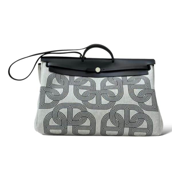 Hermes Herbag Zip 50 Cabine écru/ beige/gris Meyer/noir Bag - Image 2