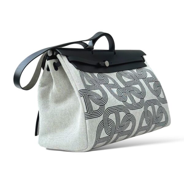 Hermes Herbag Zip 50 Cabine écru/ beige/gris Meyer/noir Bag - Image 3