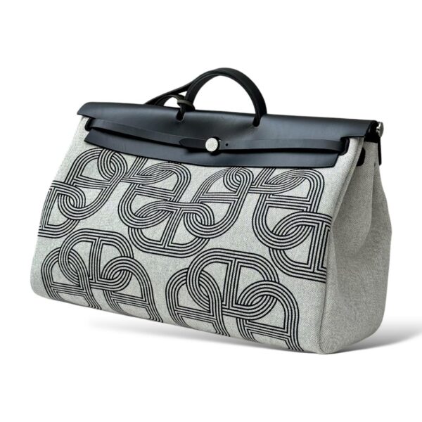 Hermes Herbag Zip 50 Cabine écru/ beige/gris Meyer/noir Bag - Image 6